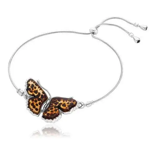 Bransoletka srebrna motyl z bursztynem butterfly rustle Lawaiia