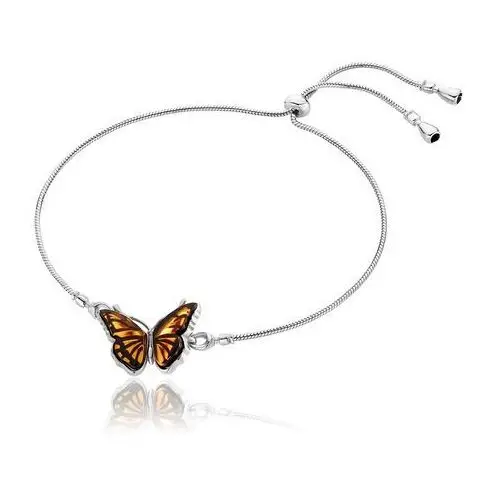 Bransoletka srebrna motyl z bursztynem mini butterfly kiss Lawaiia