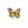 Broszka srebrna motyl z bursztynem bałtyckim Butterfly Monarch, kolor pomarańczowy Sklep
