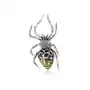 Broszka srebrna pająk z zielonym bursztynem Cross Spider, kolor zielony Sklep
