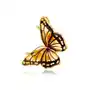 Broszka srebrna pozłacana motyl z bursztynem Butterfly Kiss Sklep