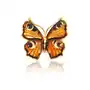 Broszka srebrna pozłacana motyl z bursztynem mini Butterfly Love Sklep