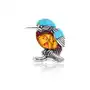 Lawaiia Broszka srebrna ptak zimorodek z bursztynem kingfisher Sklep