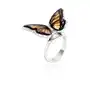 Pierścionek srebrny motyl z bursztynem Butterfly Kiss Sklep