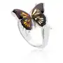 Pierścionek srebrny motyl z bursztynem mini Butterfly Touch, kolor pomarańczowy Sklep