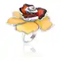 Lawaiia Pierścionek srebrny róża z mlecznym i wiśniowym bursztynem rosebud Sklep
