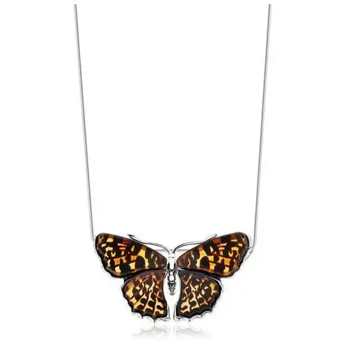 Zawieszka srebrna motyl z bursztynem big butterfly rustle Lawaiia