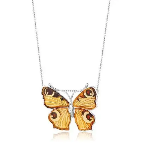 Zawieszka srebrna motyl z bursztynem Butterfly Love