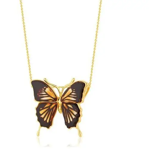 Lawaiia Zawieszka srebrna pozłacana motyl z bursztynem medium butterfly touch