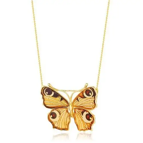 Zawieszka srebrna pozłacana motyl z bursztynem mini Butterfly Love