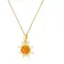 Zawieszka srebrna pozłacana słońce z bursztynem mini Sun - koniakowy, kolor pomarańczowy Sklep