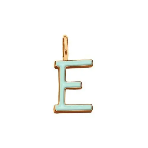 Literka E z miętową emalią pozłacana