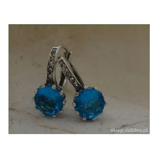LIZBONA - srebrne kolczyki z akwamarynem i kryszta, kolor niebieski