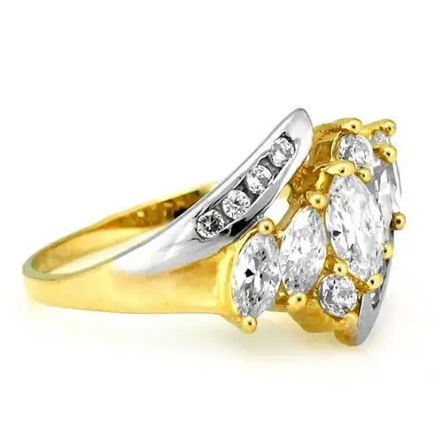 Bogato zdobiony pierścionek żółte i białe złoto 585, PI_738_585 3