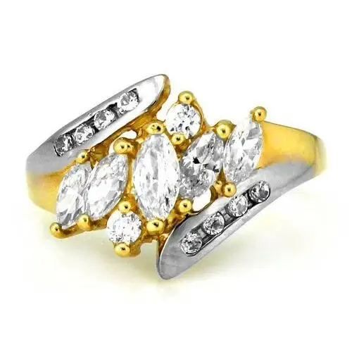Bogato zdobiony pierścionek żółte i białe złoto 585, PI_738_585 2