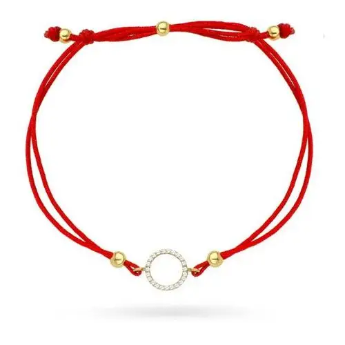 Lovrin Bransoletka ring wysadzany cyrkoniami na czerwonym sznurku