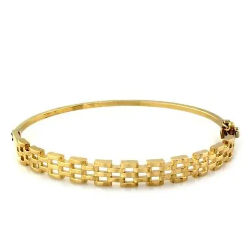 Bransoletka złota 585 koło bangle sztywna z ażurowym wzorem, BR_6917_585