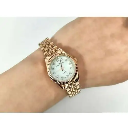 Damski zegarek w różowym złocie białe cyrkonie Lovrin 3