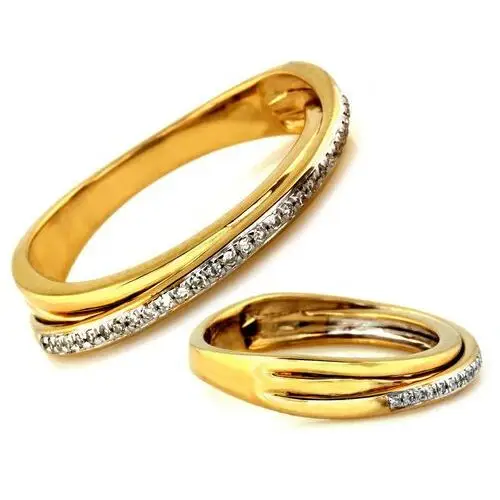 Lovrin Delikatny złoty pierścionek przeplatany z brylantami 0.10 ct