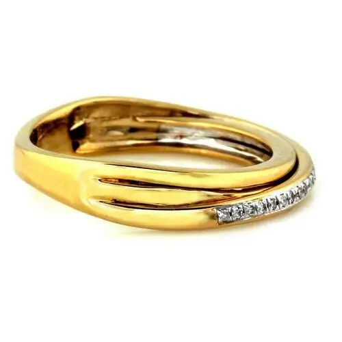 Lovrin Delikatny złoty pierścionek przeplatany z brylantami 0.10 ct 3
