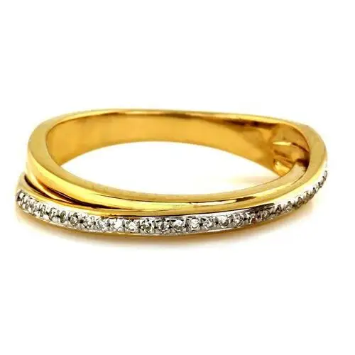 Lovrin Delikatny złoty pierścionek przeplatany z brylantami 0.10 ct 2