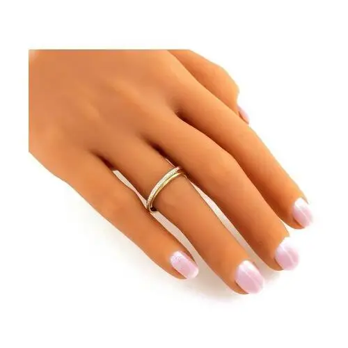 Lovrin Delikatny złoty pierścionek przeplatany z brylantami 0.10 ct 4