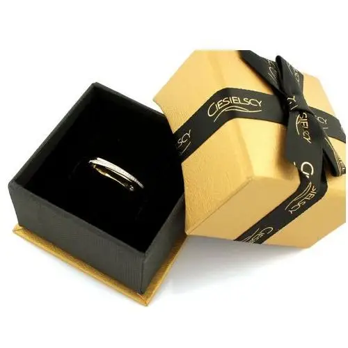 Lovrin Delikatny złoty pierścionek przeplatany z brylantami 0.10 ct 5