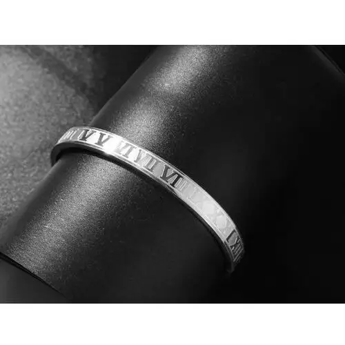 Lovrin Elegancka bransoletka bangle sztywna z cyframi rzymskimi unisex 2