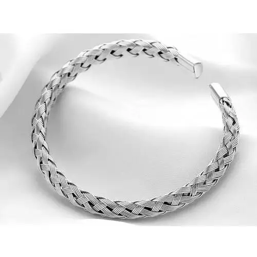 Lovrin Elegancka pleciona bransoletka sztywna bangle unisex 3