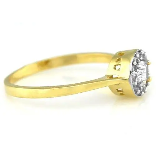 Elegancki złoty pierścionek 375 okrągła ozdoba z cyrkoniami, kolor żółty 4