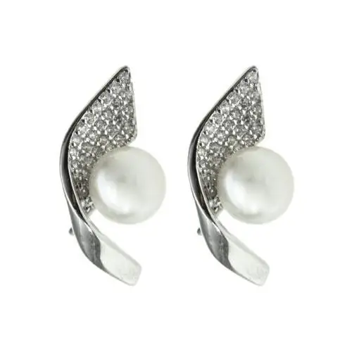 Lovrin Eleganckie srebrne kolczyki 925 białe perły na sztyfcie