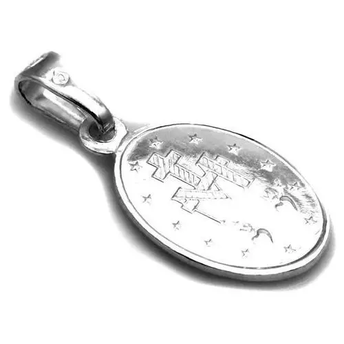 Klasyczny srebrny medalik 925 owalny z dwiema stronami Matka Boska, SZA427 s1 2