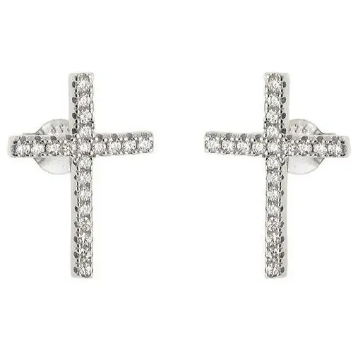 Kolczyki srebrne 925 krzyżyki z kamieniami cyrkonie Lovrin