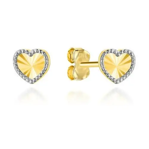 Kolczyki złote diamentowane serca w dwóch kolorach złota