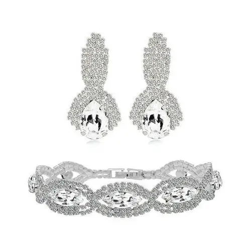 Komplet biżuterii białe cyrkonie kryształy
