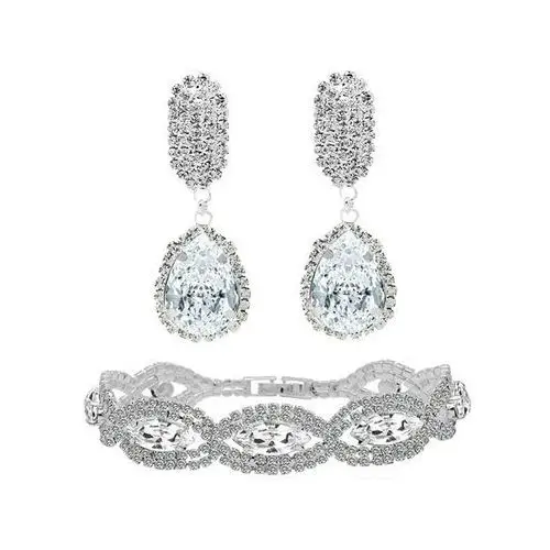 Lovrin Komplet biżuterii białe cyrkonie kryształy