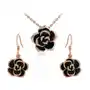 Komplet biżuterii czarne róże emalia z cyrkoniami, kolor różowy Sklep