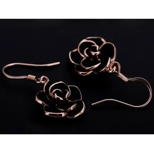 Komplet biżuterii czarne róże emalia z cyrkoniami, kolor różowy 3