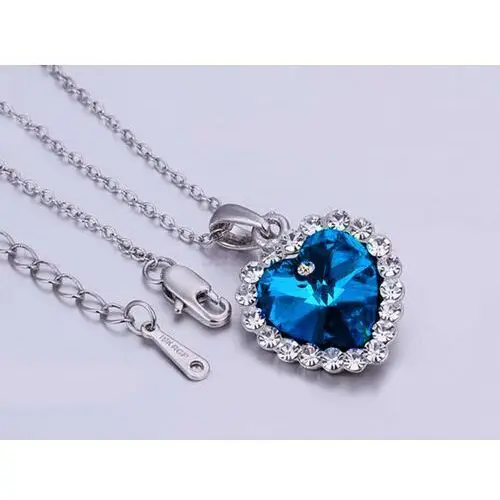Lovrin Komplet biżuterii damskiej serca z błękitnymi cyrkoniami lazurowe serca 3