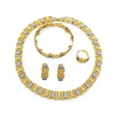 Lovrin Komplet biżuterii dwukolorowy elementowy elegancki zestaw czteroczęściowy na prezent