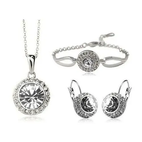 Lovrin Komplet biżuterii kate białe cyrkonie kryształki na prezent