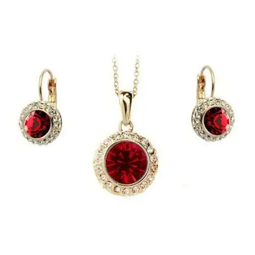 Komplet biżuterii kate z rubinowymi kryształkami na prezent