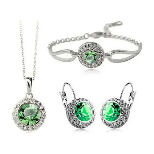 Lovrin Komplet biżuterii kate zielone cyrkonie kryształki