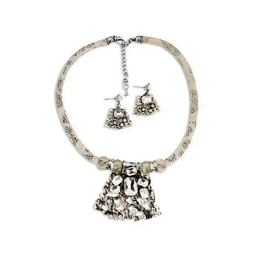 Lovrin Komplet biżuterii kolia z kolczykami zdobiona białymi cyrkoniami