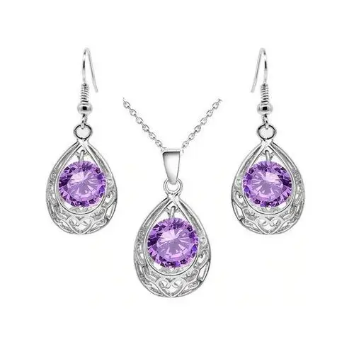 Komplet biżuterii koszyczki z cyrkoniami fiolet, kolor fioletowy