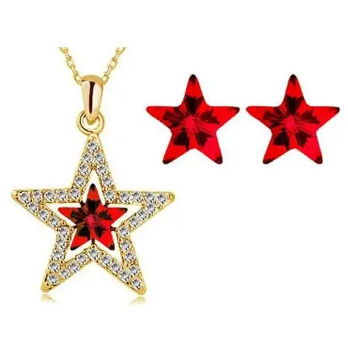 Lovrin Komplet biżuterii kryształowe gwiazdki rubinowe gwiazdy cyrkonie na prezent
