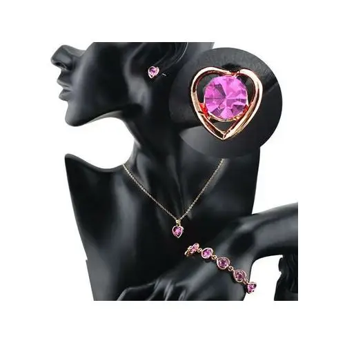 Lovrin Komplet biżuterii różowe serduszka serca 2