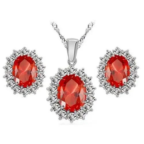 Lovrin Komplet biżuterii rubinowe markiza czerwone cyrkonie