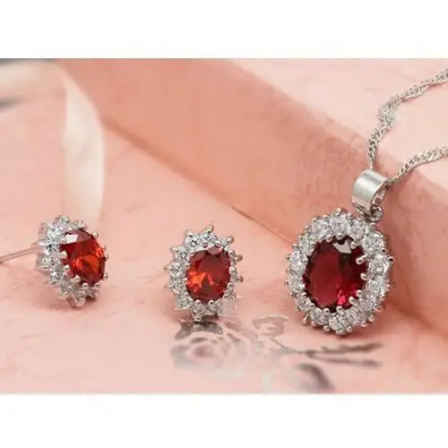 Lovrin Komplet biżuterii rubinowe markiza czerwone cyrkonie 2
