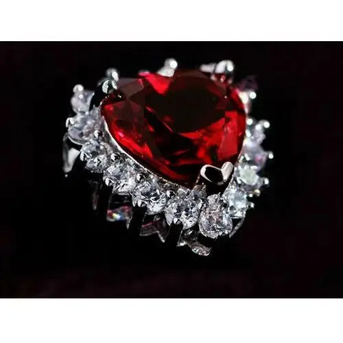 Komplet biżuterii rubinowe serduszka serce oceanu czerwone cyrkonie na prezent, 85198 s50 3
